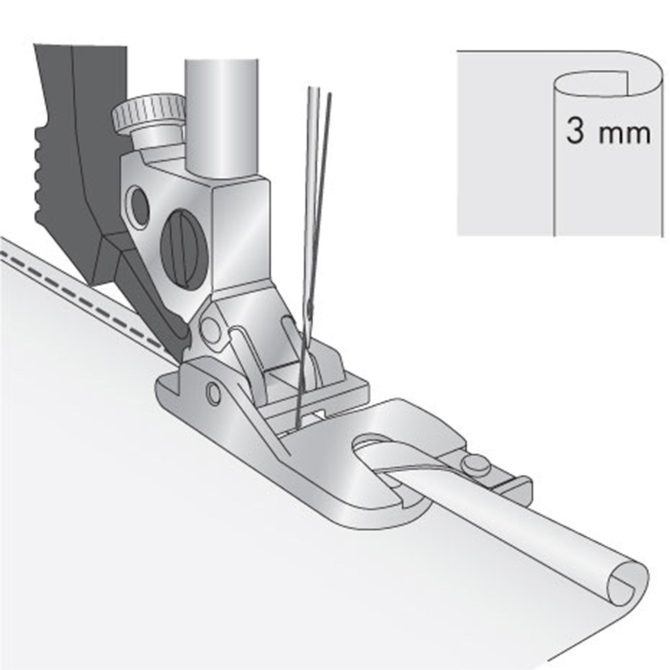 PFAFF® 3mm Rolled Hem Foot for IDT™ System - Image 2