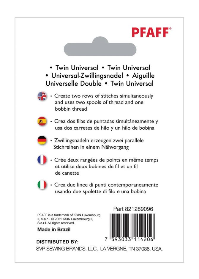 PFAFF® Twin Universal Needle 4mm Size 80/12 1-Pack - Image 2
