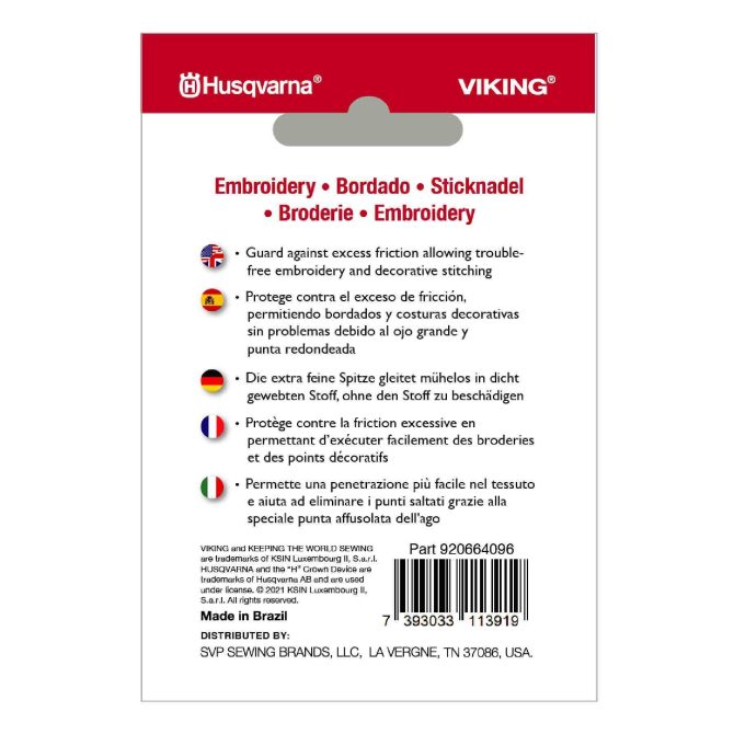 HUSQVARNA® VIKING® Embroidery Needles Size 80/12 5-Pack - Image 2