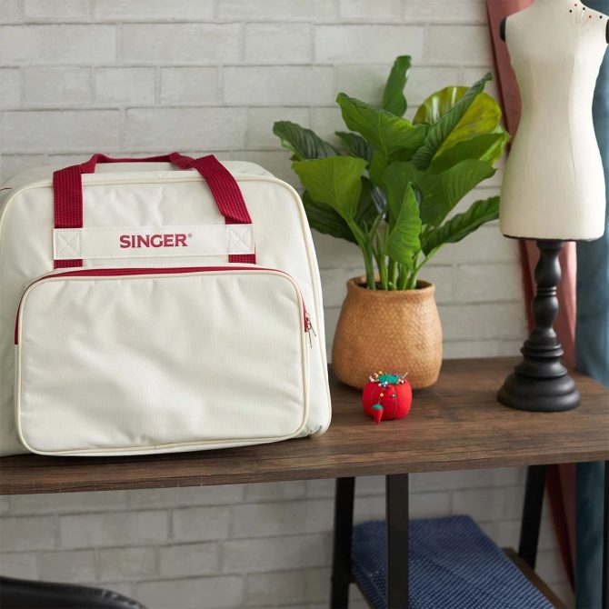 SINGER® Cream/Red Universal Tote Bag - Image 6