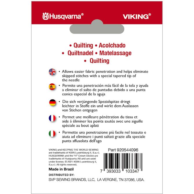 HUSQVARNA® VIKING® Quilting Needles Assorted Sizes 5-Pack - Image 2
