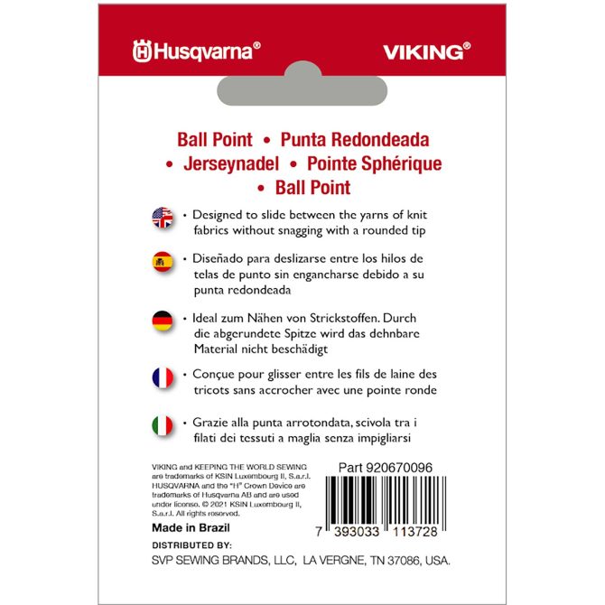 HUSQVARNA® VIKING® Ball Point Needles Size 80/12 5-Pack - Image 2