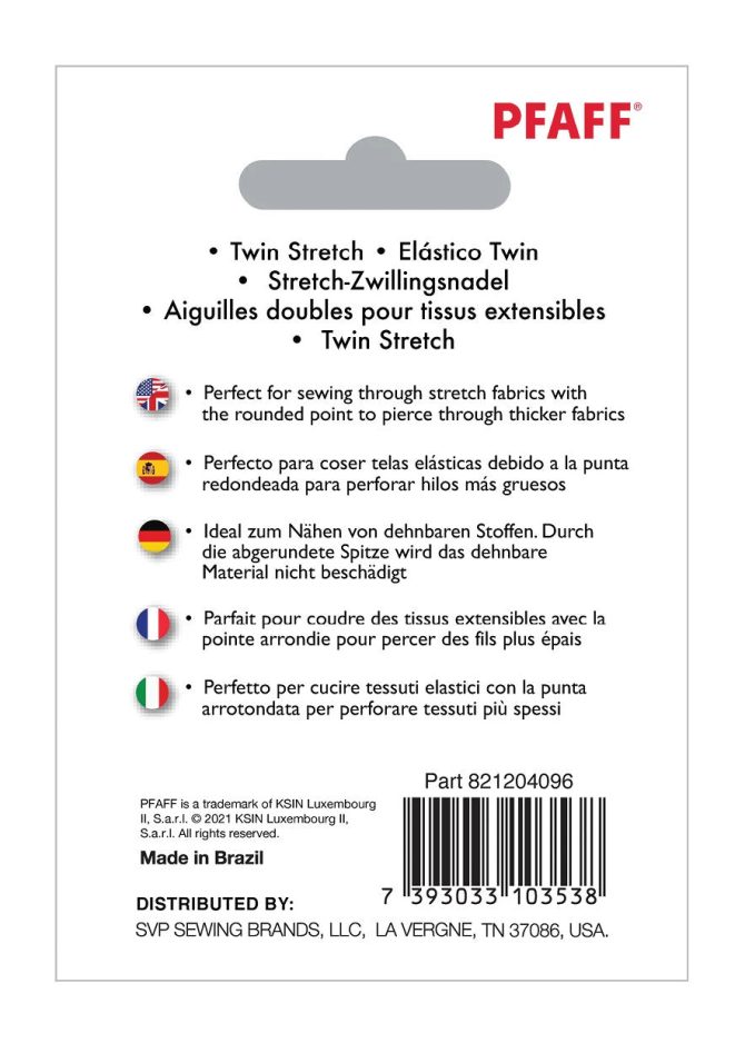 PFAFF® Twin Stretch Needle 2.5mm Size 75/11 1-Pack - Image 2