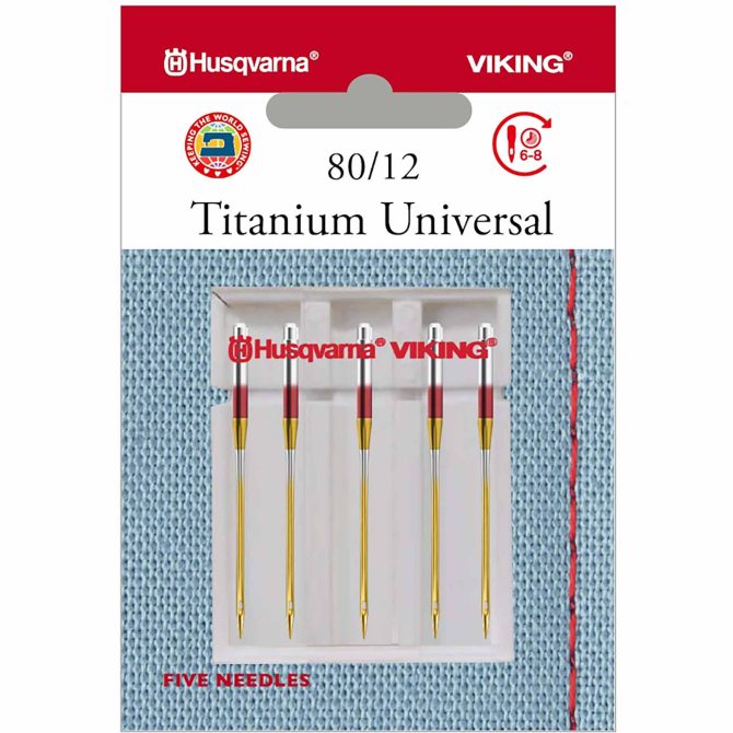 HUSQVARNA® VIKING® Titanium Universal Needles Size 80/12 5-Pack