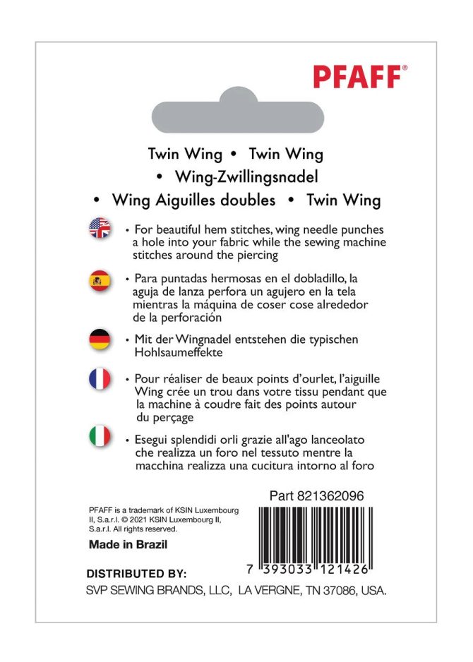 PFAFF® Twin Wing Needle 2.5mm Size 100/16 1-Pack - Image 2