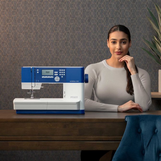 PFAFF® ambition™ 610 Blue Sewing Machine Extension Table Bundle - Image 2