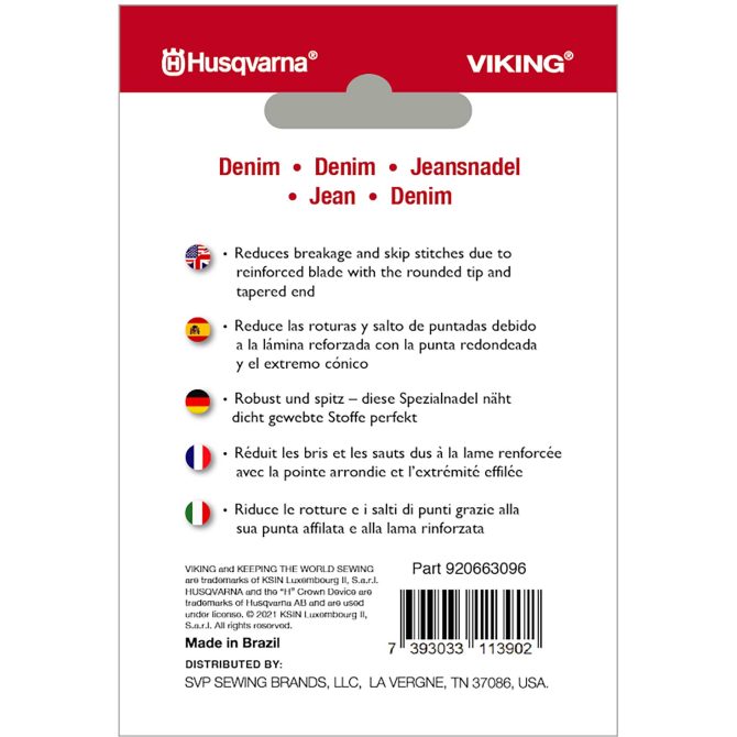 HUSQVARNA® VIKING® Denim Needles Assorted Sizes 5-pack - Image 2