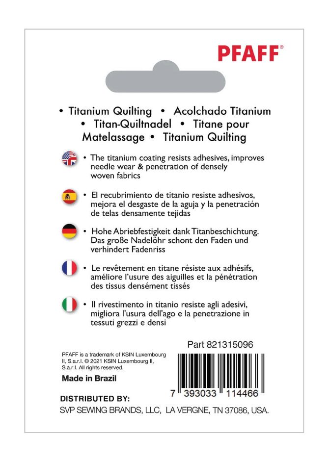 PFAFF® Titanium Quilting Needles Size 90/14 5-Pack - Image 2