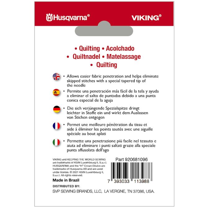 HUSQVARNA® VIKING® Quilting Needles Size 80/12 5-Pack - Image 2