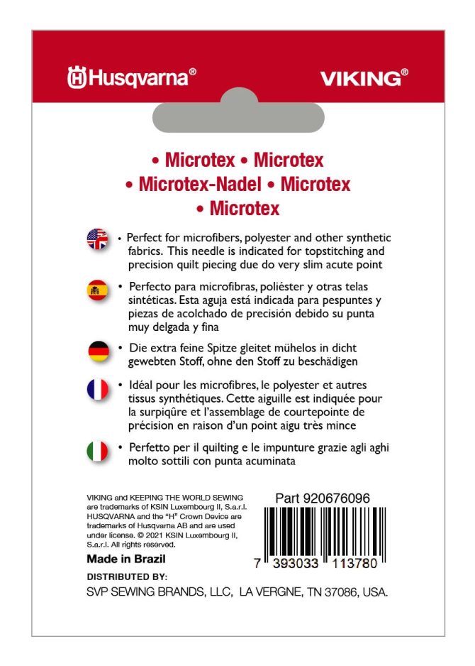 HUSQVARNA® VIKING® Microtex Needles Size 60/08 5-Pack - Image 2