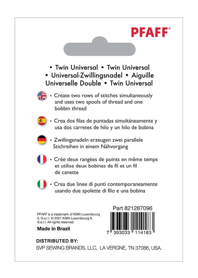 PFAFF® Twin Universal Needle 4mm Size 90/14 1-Pack - Image 2