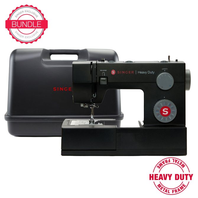 Heavy Duty 4432 Black Sewing Machine & Black Universal Hard Case Bundle
