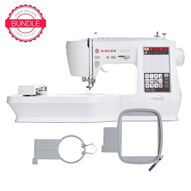 SINGER® SE9180 Sewing & Embroidery Machine & Hoops Bundle