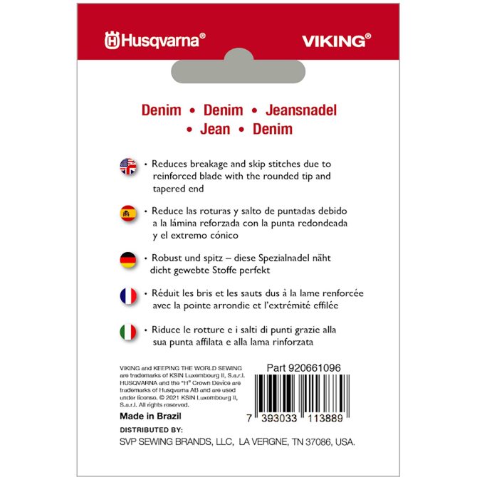 HUSQVARNA® VIKING® Denim Needles Size 100/16 5-Pack - Image 2