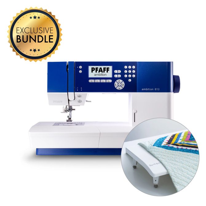 PFAFF® ambition™ 610 Blue Sewing Machine Extension Table Bundle