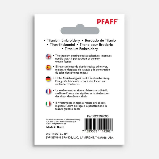 PFAFF® Titanium Embroidery Needles Size 90/14 5-Pack - Image 2