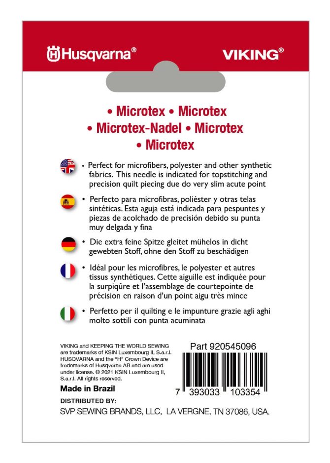 HUSQVARNA® VIKING® Microtex Needles Assorted Sizes 5-Pack - Image 2