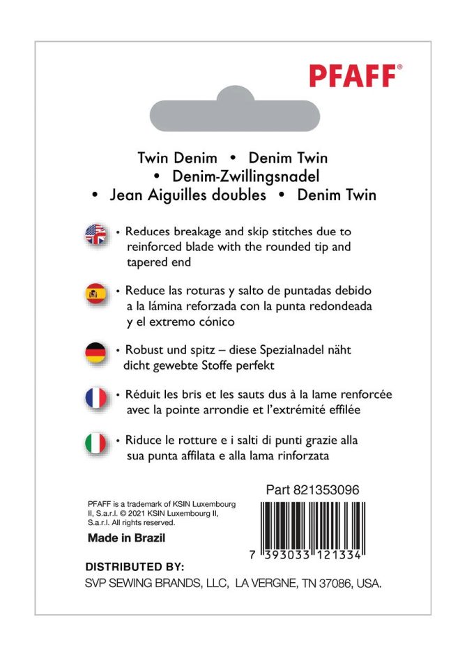 PFAFF® Twin Denim Needle 4mm Size 100/16 1-Pack - Image 2
