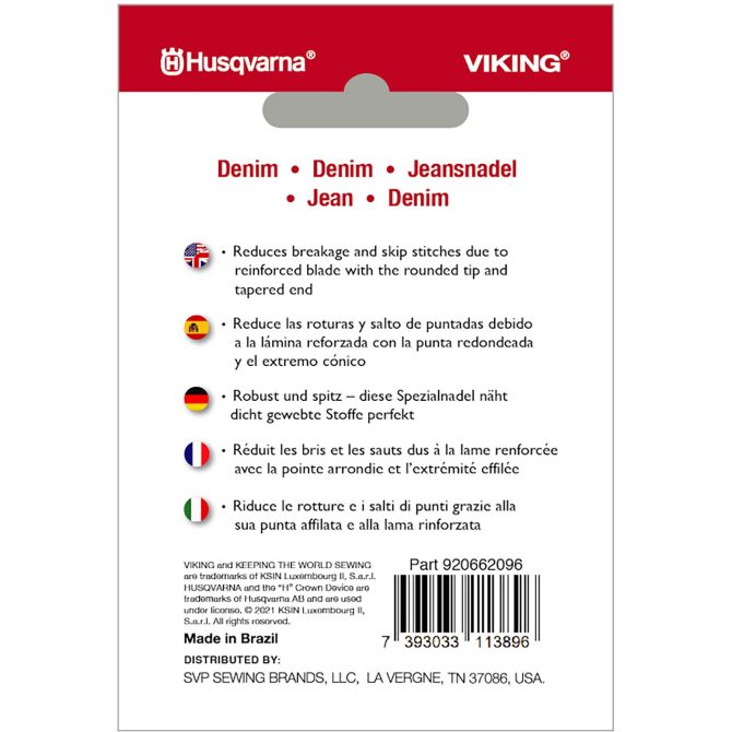 HUSQVARNA® VIKING® Denim Needles Size 110/18 5-pack - Image 2