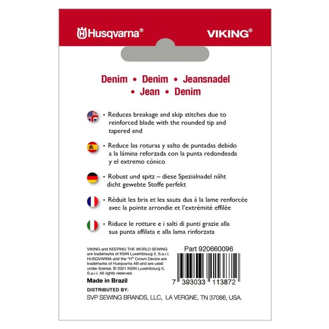 HUSQVARNA® VIKING® Denim Needles Size 90/14 5-Pack - Image 2