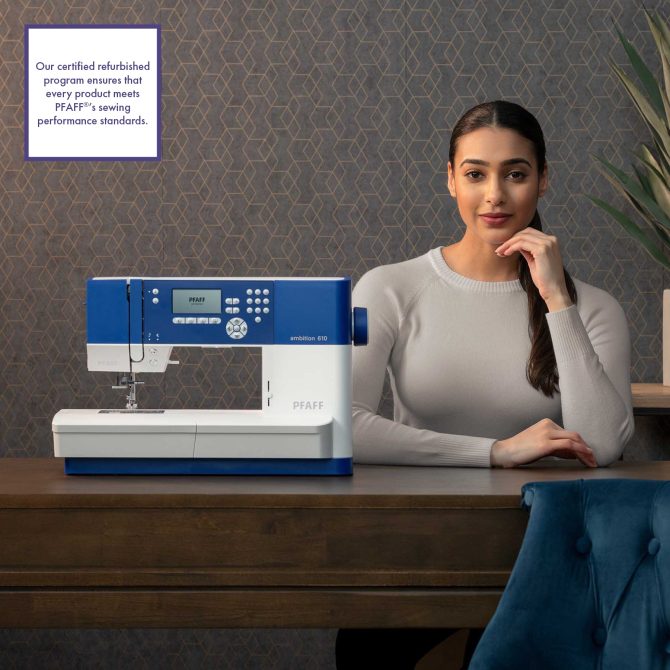 PFAFF® Refurbished ambition™ 610 Blue Sewing Machine - Image 2