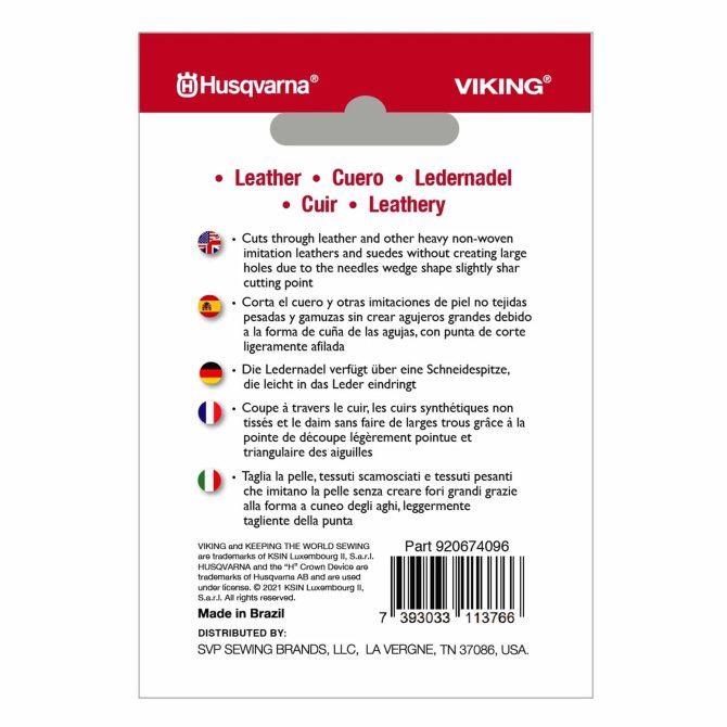 HUSQVARNA® VIKING® Leather Needle Size 80/12, 5-Pack - Image 2